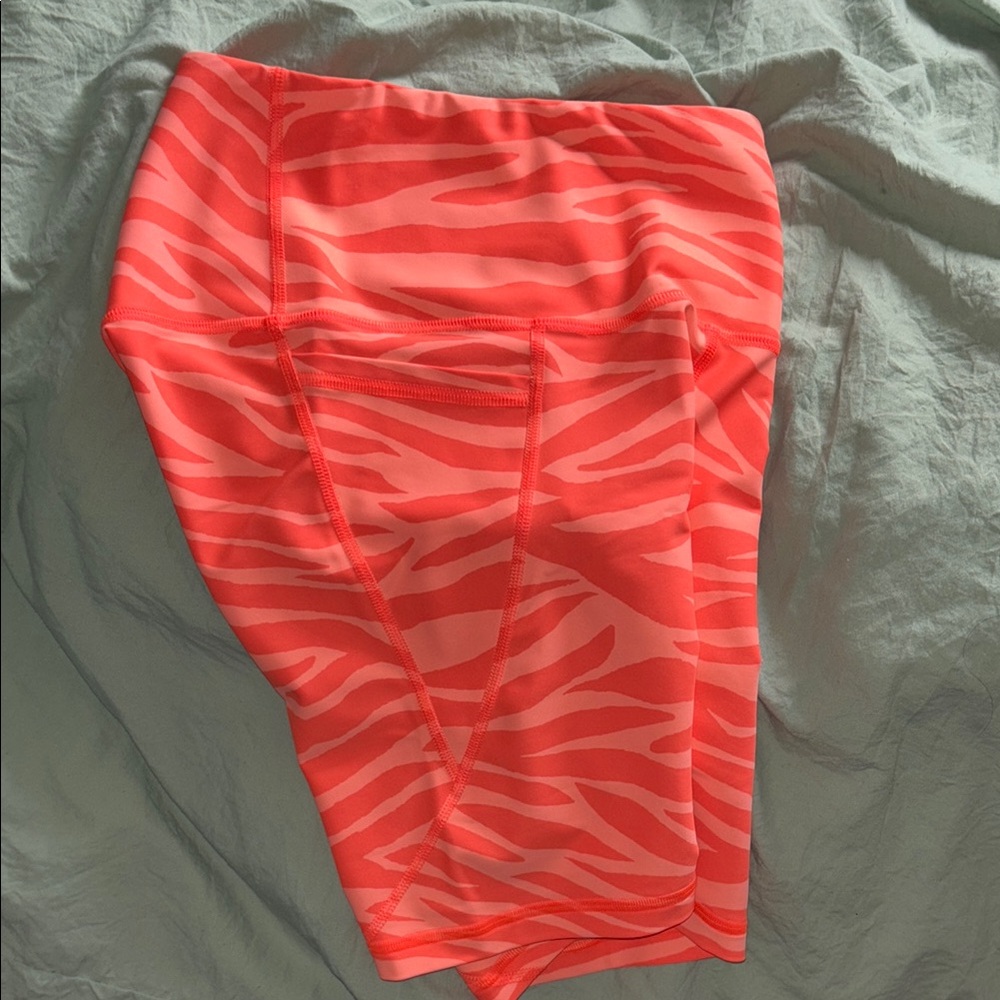 Coral Zebra Print Bike Shorts
